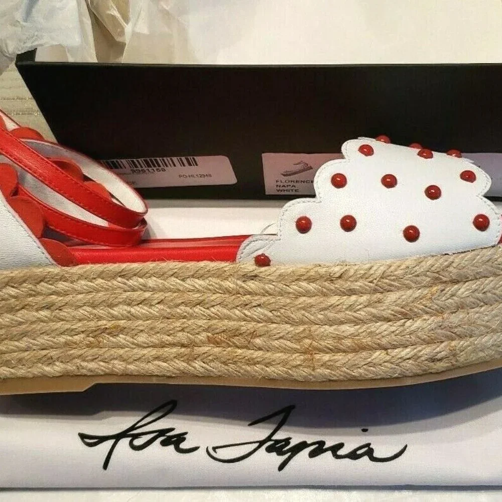 Isa Tapia New Shoes Women's 36 Cherry Platform Sandal Stud Leather NIB $350 ART